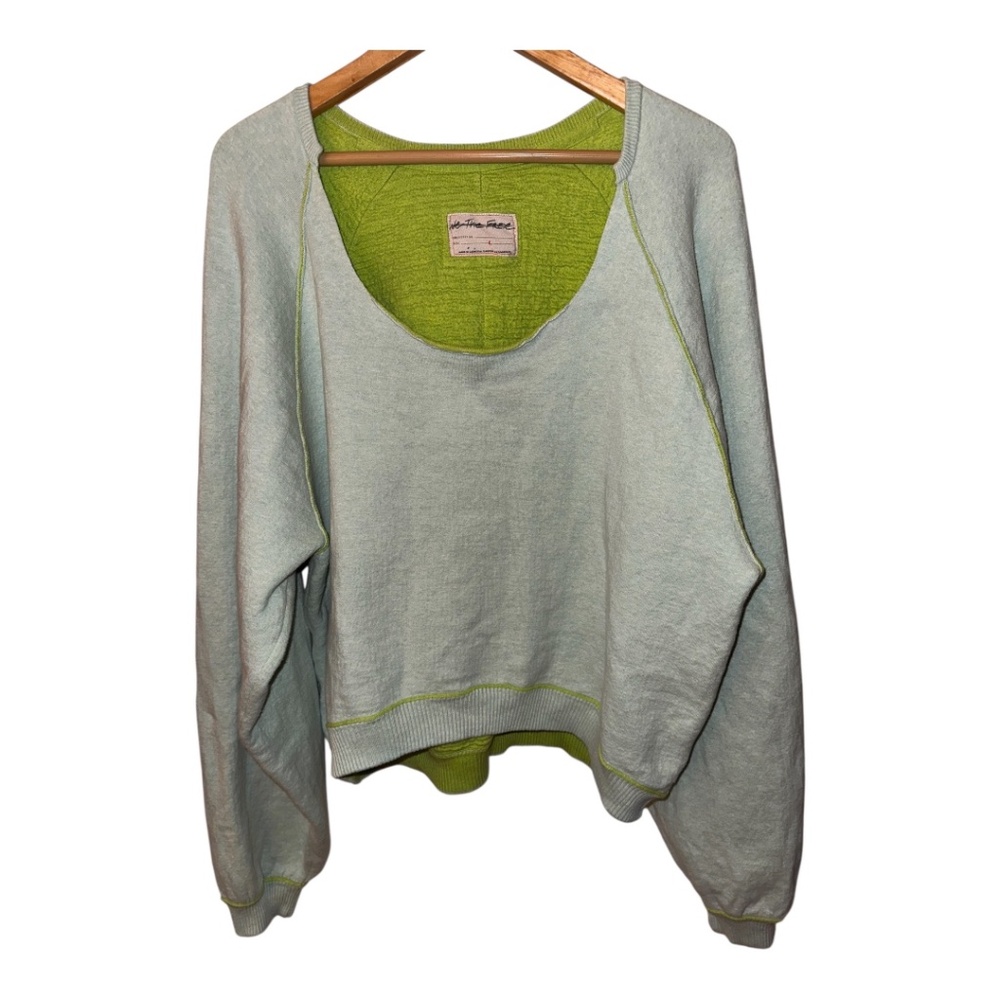 We The Free People Midnight Pale Green Sweatshirt Pullover L